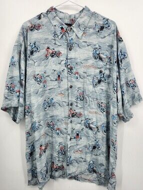 Harley Davidson Mens Short Sleeve Shirt Button Up All Over Motorcycle Print XXL